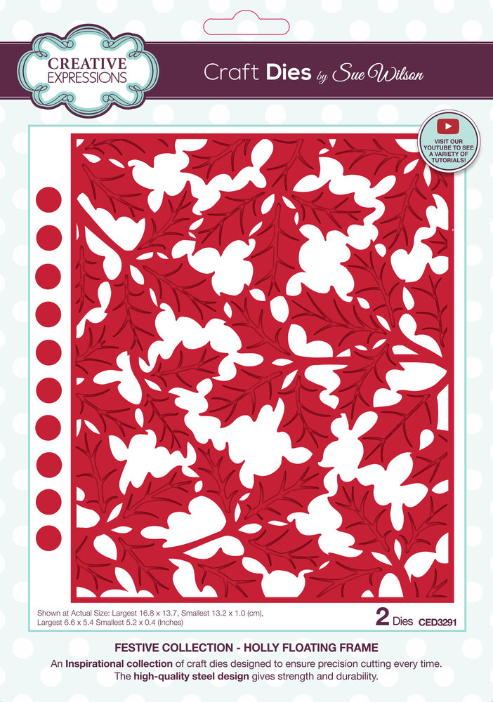 Creative Expressions Sue Wilson Craft Die Festive Holly Floating Frame (CED3291) (OUTLET)