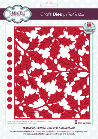 Creative Expressions Sue Wilson Craft Die Festive Holly Floating Frame (CED3291) (OUTLET)