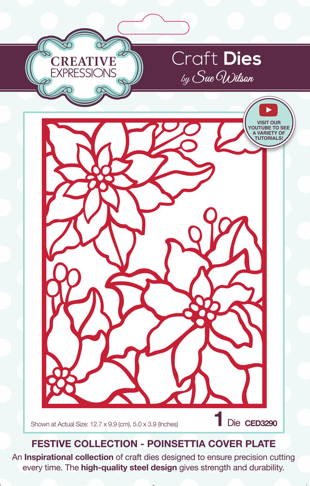 Creative Expressions Sue Wilson Craft Die Festive Poinsettia Cover Plate (CED3290) (OUTLET)