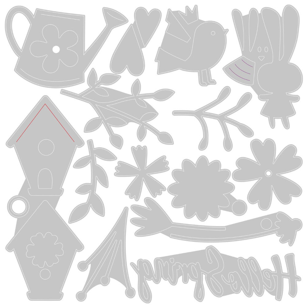 Sizzix Thinlits Die by Olivia Rose Hello Spring (16pcs) (665091) (DISCONTINUED)