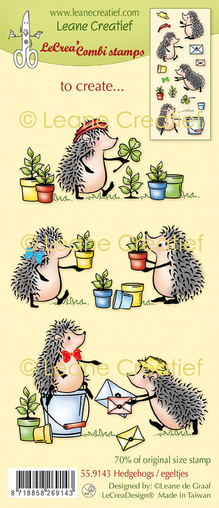 Leane Creatief LeCrea Combi Clear Stamp Hedgehogs (55.9143) (DISCONTINUED)