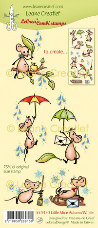 Leane Creatief LeCrea Combi Clear Stamp Mice Autumn/Winter (55.9150) (DISCONTINUED)