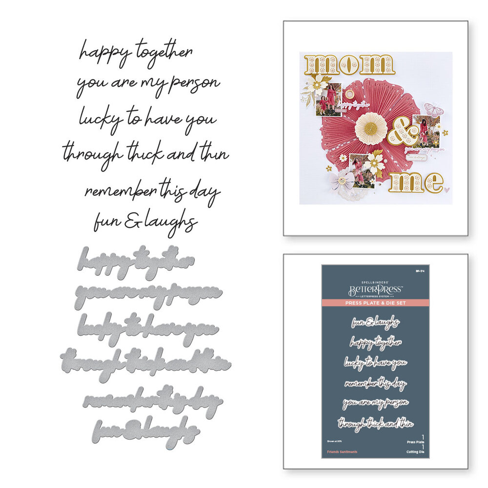 Spellbinders Friends Sentiments Press Plate & Die Set (BP-174) Spellbinders Friends Sentiments Press Plate & Die Set (BP-174)