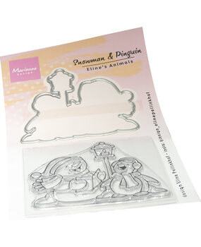 Marianne Design Clear Stamp & Die Eline's Animals Snowman & Penguin (EC0205) Marianne Design Clear Stamp & Die Eline's Animals Snowman & Penguin (EC0205)