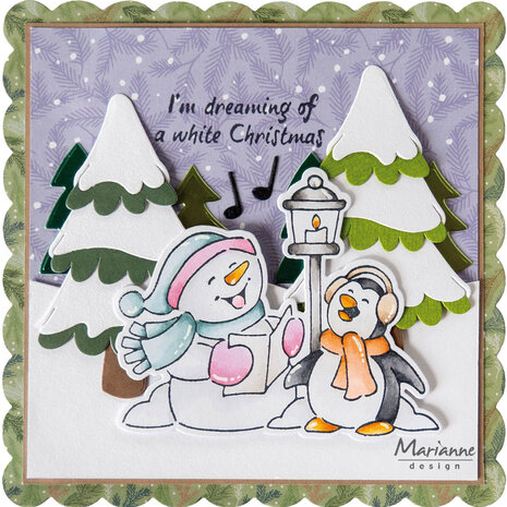 Marianne Design Clear Stamp & Die Eline's Animals Snowman & Penguin (EC0205) Marianne Design Clear Stamp & Die Eline's Animals Snowman & Penguin (EC0205)