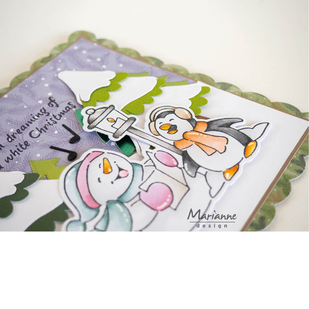 Marianne Design Clear Stamp & Die Eline's Animals Snowman & Penguin (EC0205) Marianne Design Clear Stamp & Die Eline's Animals Snowman & Penguin (EC0205)