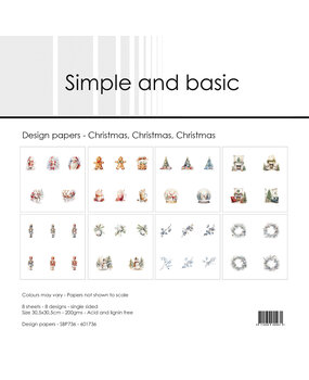 Simple and Basic Christmas, Christmas, Christmas 12x12 Inch Paper Pack (SBP736)