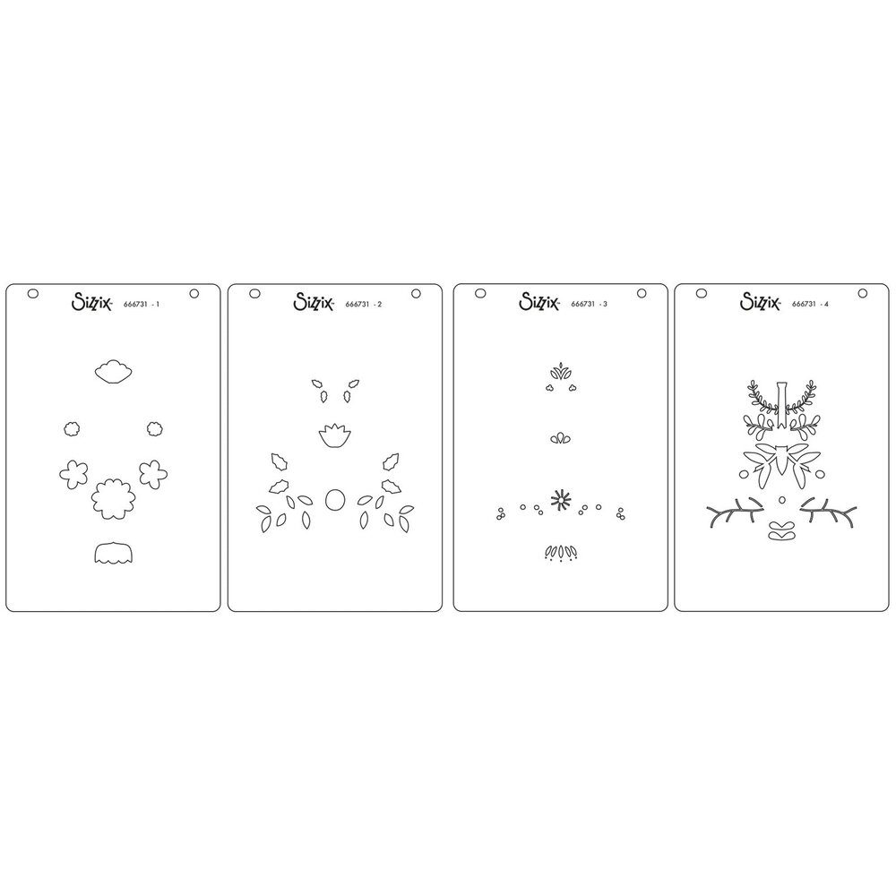 Sizzix Layered Stencils by Catherine Pooler Folk Tree (4pcs) (666731) (DISCONTINUED)