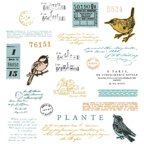 Sizzix Framelits Die w/Stamps by 49 and Market A5 Bird Song (23+5pcs) (666704)