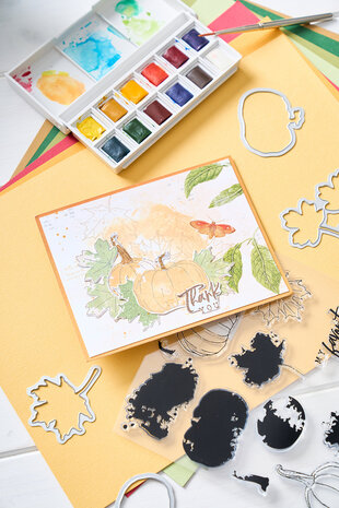 Sizzix Framelits Die w/Stamps by 49 and Market A5 Pencil Line Harvest (16+7pcs) (666709)