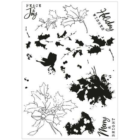 Sizzix Framelits Die w/Stamps by 49 and Market A5 Pencil Line Holly (12+5pcs) (666710) Sizzix Framelits Die w/Stamps by 49 and Market A5 Pencil Line Holly (12+5pcs) (666710)