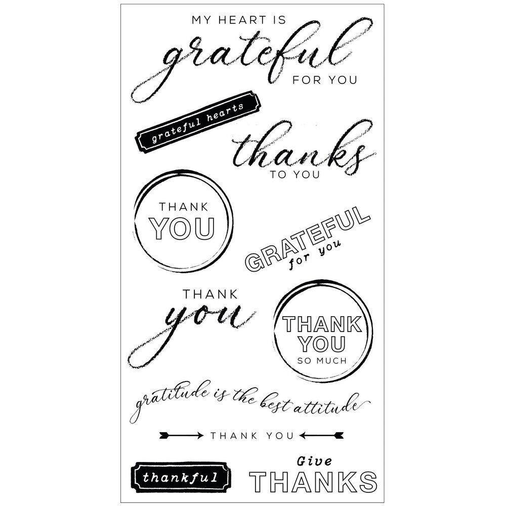 Sizzix Framelits Die w/Stamps by 49 and Market Thankful Sentiments (11+4pcs) (666708)