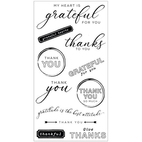 Sizzix Framelits Die w/Stamps by 49 and Market Thankful Sentiments (11+4pcs) (666708)