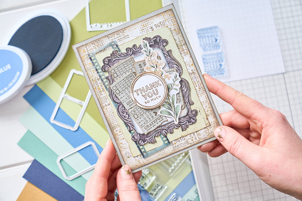 Sizzix Framelits Die w/Stamps by 49 and Market Thankful Sentiments (11+4pcs) (666708)