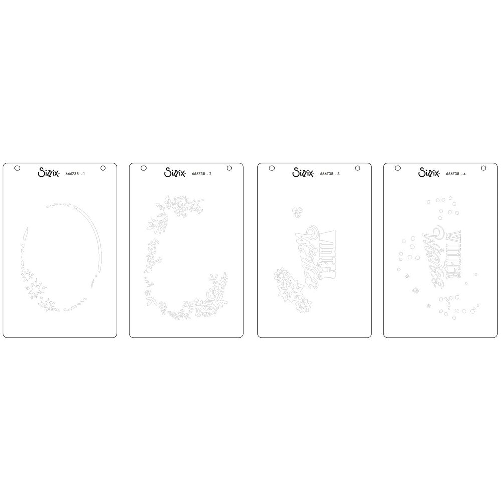 Sizzix Layered Stencils by Jen Long Winter Wishes #3 (4pcs) (666738)