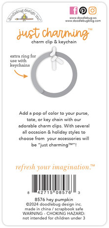 Doodlebug Design Hey Pumpkin Just Charming Clip & Keychain (8576) Doodlebug Design Hey Pumpkin Just Charming Clip & Keychain (8576)