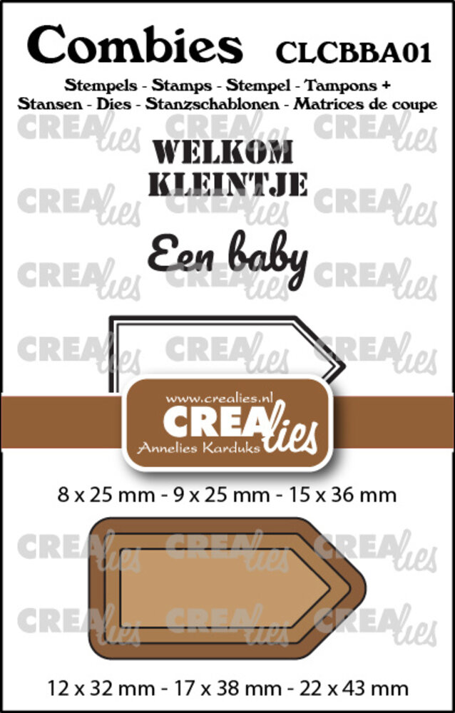 Crealies Combies Stempel + Stans No. 1 Stempelset Baby (teksten + tags/labels) (CLCBBA01) Crealies Combies Stempel + Stans No. 1 Stempelset Baby (teksten + tags/labels) (CLCBBA01)