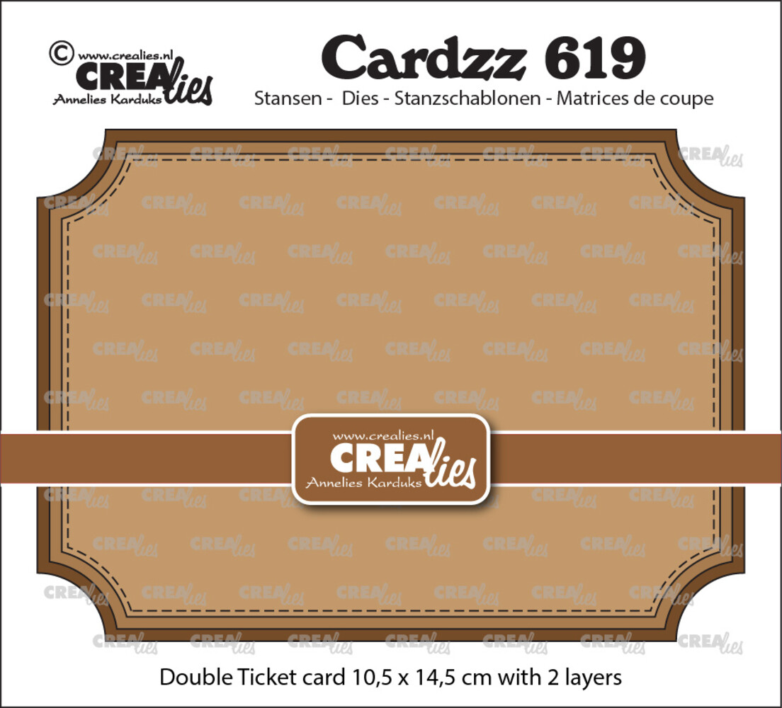 Crealies Cardzz Stansen No. 619 Dubbele Kaart Ticket (CLCZ619)