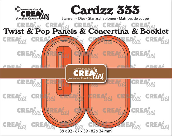 Crealies Cardzz Stansen No. 333 Twist & Pop B6 Panelen & Leporello & Miniboekje Lange Ovalen (CLCZ333)
