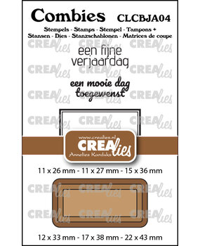 Crealies Combies Stempel + Stans No. 4 Stempelset Jarig (teksten + tags/labels) (CLCBJA04)