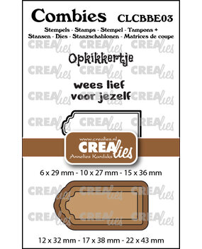Crealies Combies Stamps + Dies No. 3 Stamps Set Beterschap (texts + tags/labels) (CLCBBE03)