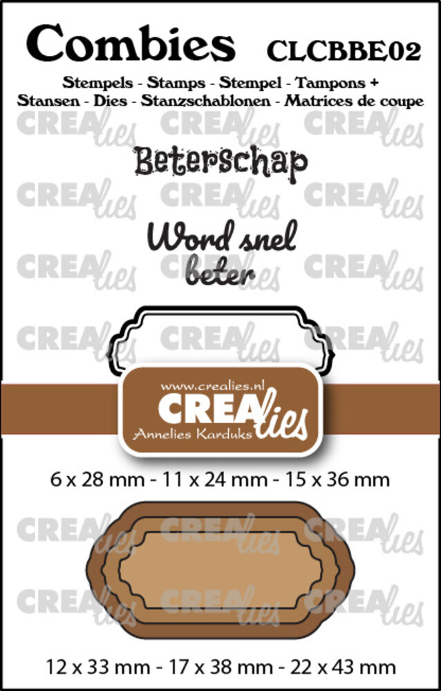 Crealies Combies Stamps + Dies No. 2 Stamps Set Beterschap (texts + tags/labels) (CLCBBE02) Crealies Combies Stamps + Dies No. 2 Stamps Set Beterschap (texts + tags/labels) (CLCBBE02)
