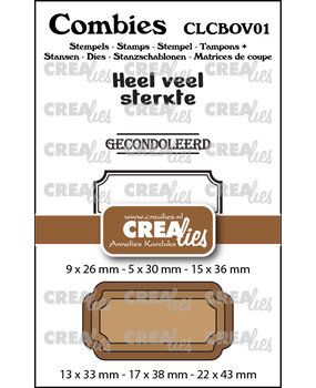 Crealies Combies Stempel + Stans No. 1 Stempelset Overlijden (teksten + tags/labels) (CLCBOV01)