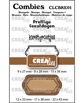 Crealies Combies Stempel + Stans No. 1 Stempelset Kerst (teksten + tags/labels) (CLCBKE01)