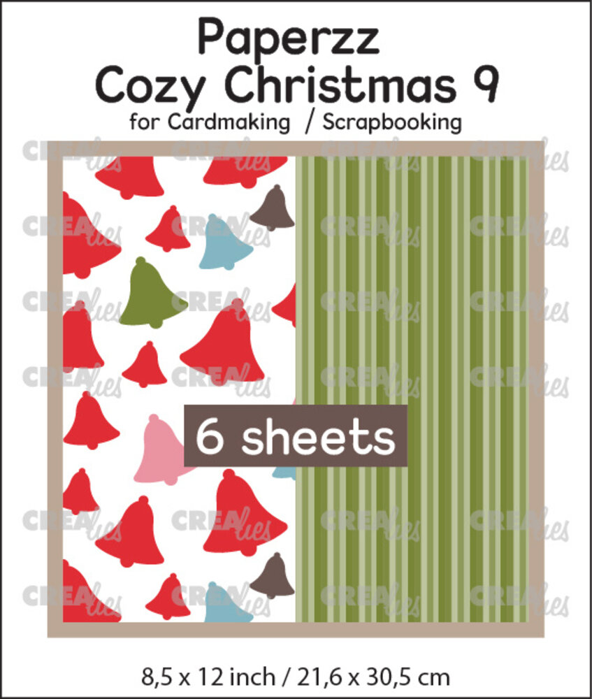Crealies Paperzz Cozy Christmas No. 9 Bells + Green Stripes (6pcs) (CLPZCC09)