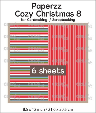 Crealies Paperzz Cozy Christmas No. 8 Lines + Red Stripes (6pcs) (CLPZCC08)