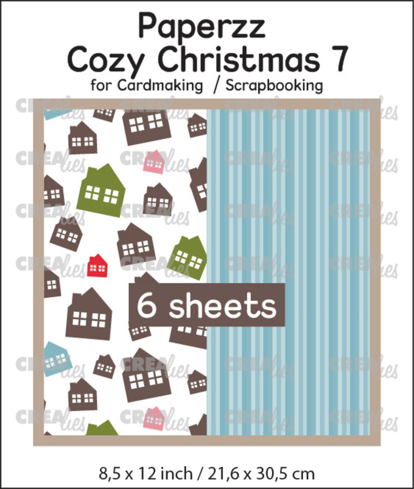 Crealies Paperzz Cozy Christmas No. 7 Houses + Blue Stripes (6pcs) (CLPZCC07) Crealies Paperzz Cozy Christmas No. 7 Houses + Blue Stripes (6pcs) (CLPZCC07)