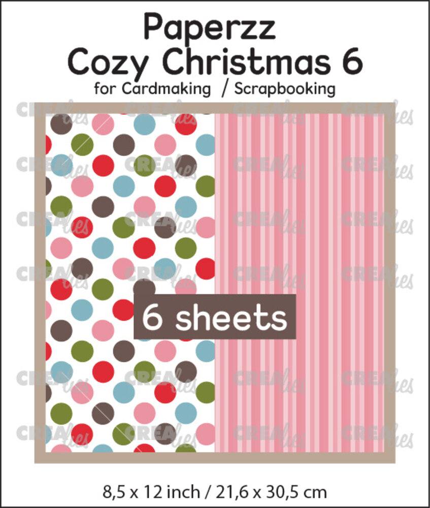 Crealies Paperzz Cozy Christmas No. 6 Stippen + Rose Gestreept (6pcs) (CLPZCC06)