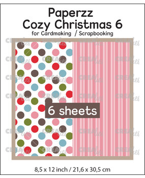 Crealies Paperzz Cozy Christmas No. 6 Dots + Pink Stripes (6pcs) (CLPZCC06)