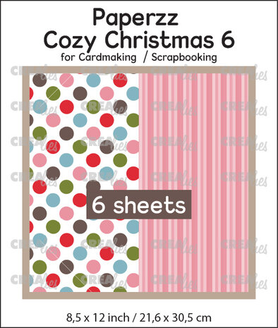 Crealies Paperzz Cozy Christmas No. 6 Stippen + Rose Gestreept (6pcs) (CLPZCC06)