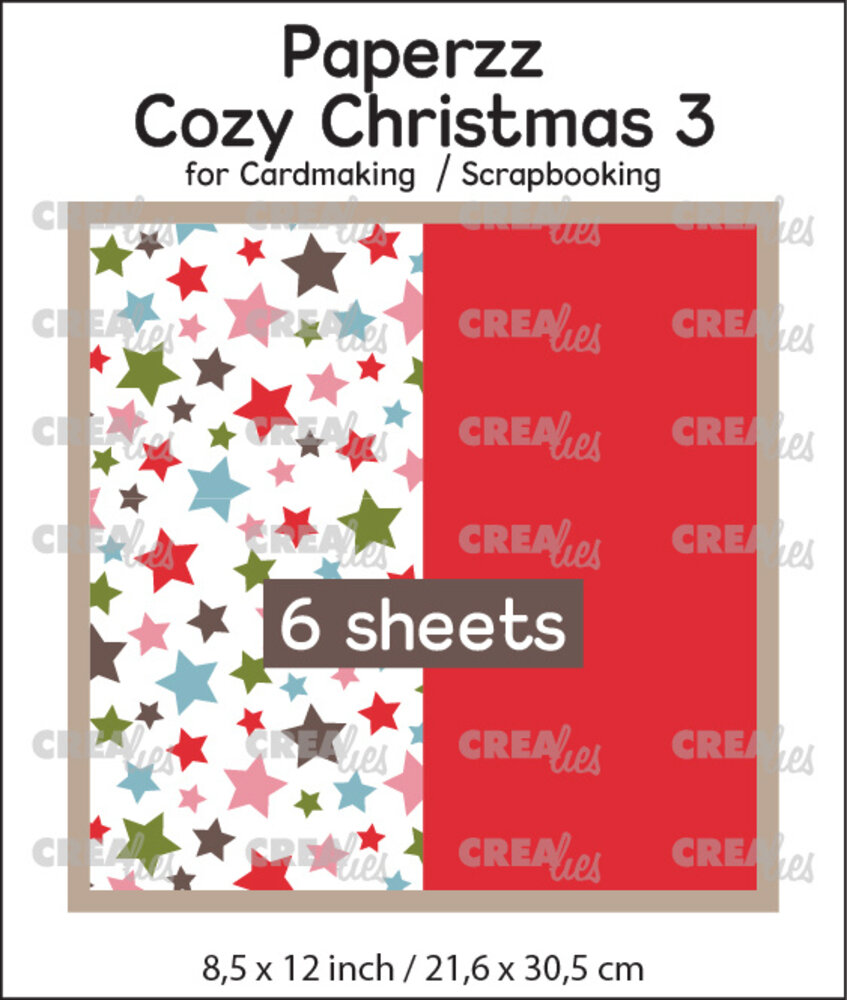 Crealies Paperzz Cozy Christmas No. 3 Sterren + Rood (6pcs) (CLPZCC03) Crealies Paperzz Cozy Christmas No. 3 Sterren + Rood (6pcs) (CLPZCC03)
