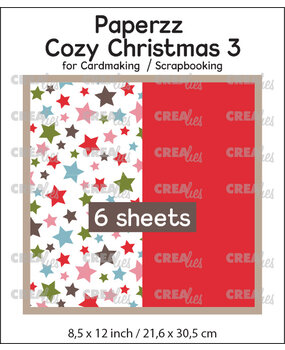 Crealies Paperzz Cozy Christmas No. 3 Stars + Red (6pcs) (CLPZCC03)