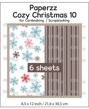 Crealies Paperzz Cozy Christmas No. 10 Sneeuwvlokken + Bruin Gestreept (6pcs) (CLPZCC10)