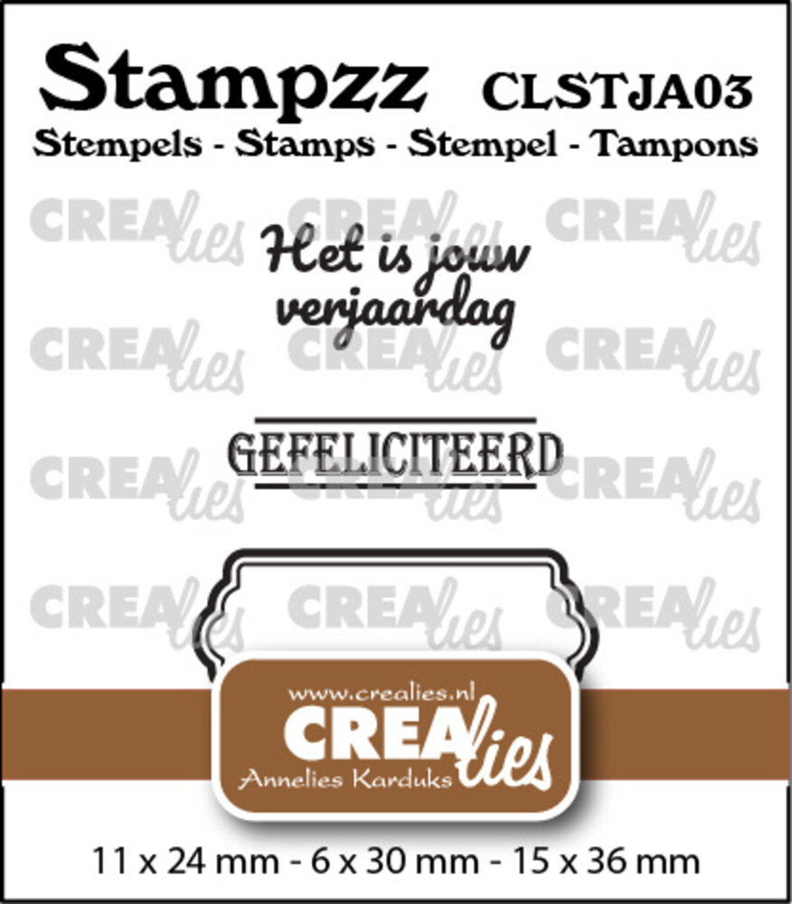 Crealies Stampzz Stempel No. 3 Stempelset Jarig (CLSTJA03) Crealies Stampzz Stempel No. 3 Stempelset Jarig (CLSTJA03)