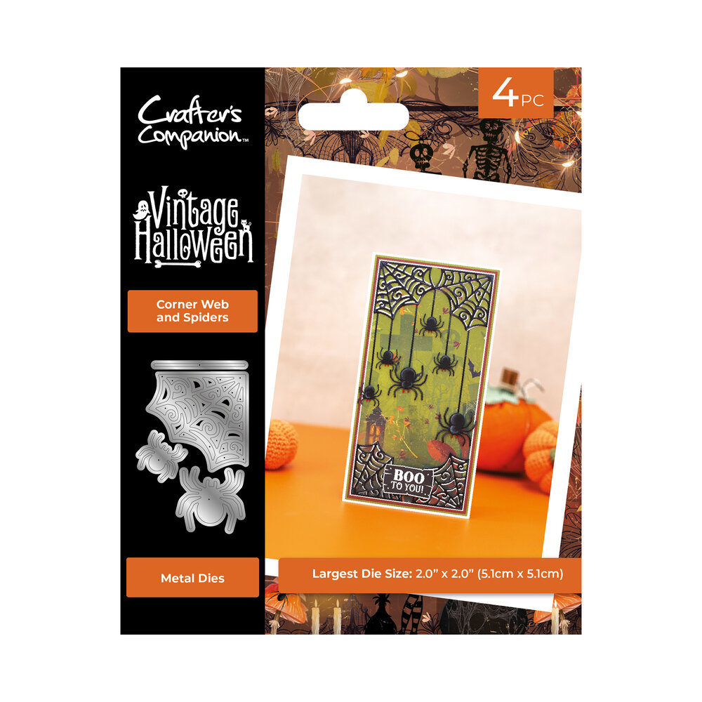 Crafter's Companion Vintage Halloween Metal Die Corner Web and Spiders (VHAL-MD-WSPI)