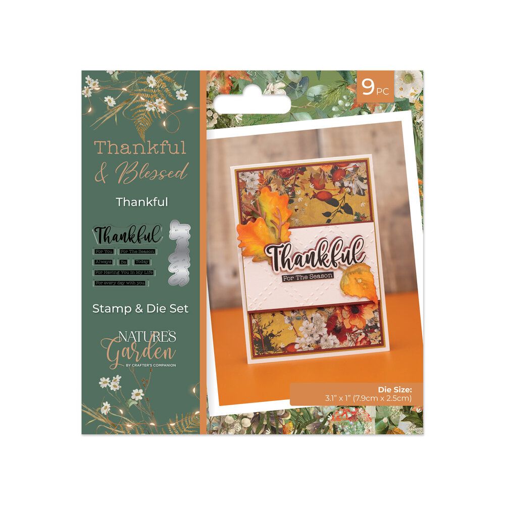 Crafter's Companion Thankful & Blessed Stamp & Die Thankful (NG-TAB-STD-THA)