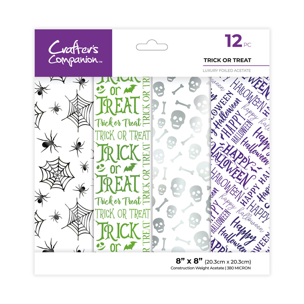 Crafter's Companion Luxury Foiled Acetate Pack 8x8 Inch Trick or Treat (CC-FACE8-TRTR)