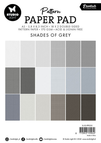 Studio Light Shades Of Grey A5 Pattern Paper Pad (SL-ES-PPP250) (BASIC)