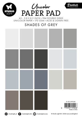 Studio Light Shades Of Grey A5 Unicolor Paper Pad (SL-ES-UPP248) (BASIC)
