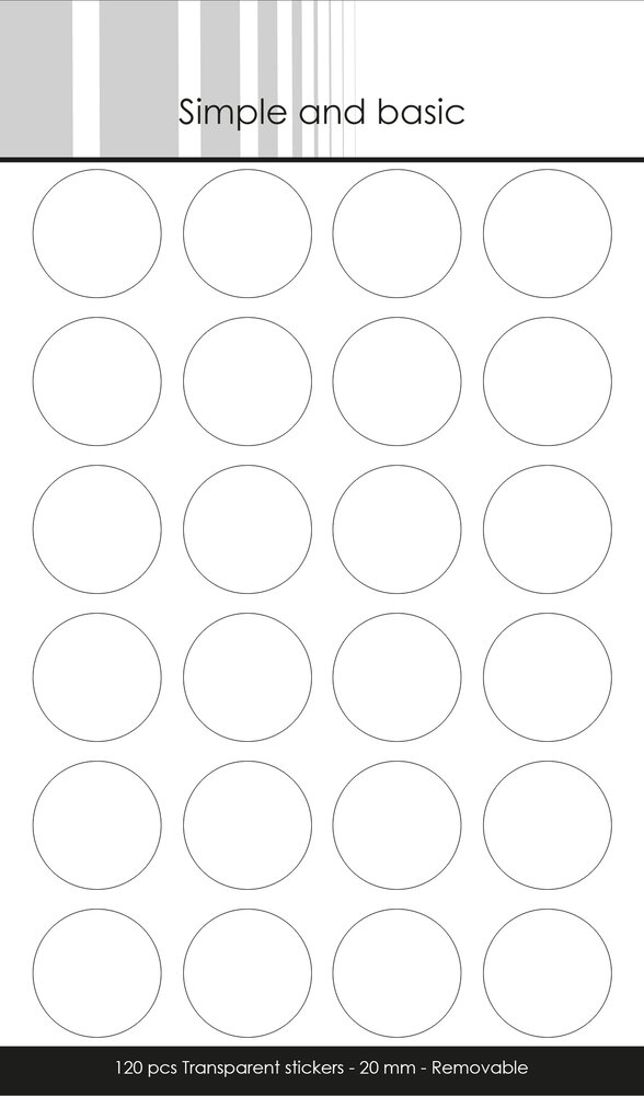 Simple and Basic Transparent Sticker - Removable Ø20mm (120pcs) (SBA651)
