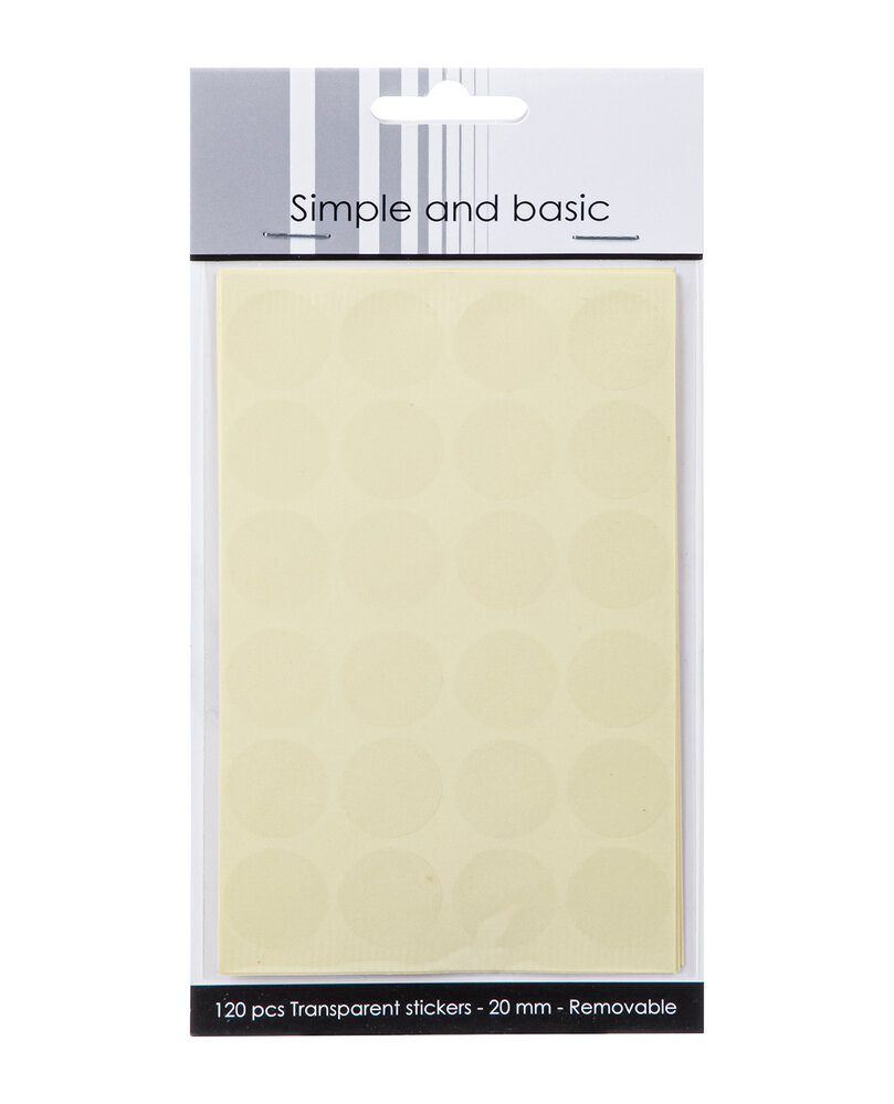 Simple and Basic Transparent Sticker - Removable Ø20mm (120pcs) (SBA651)