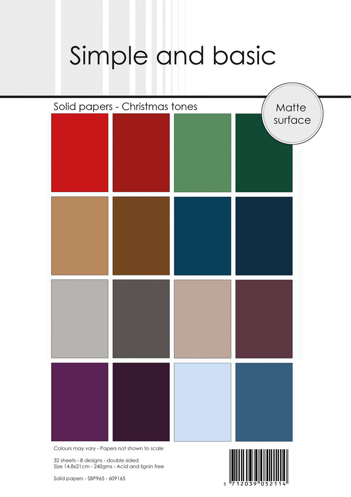 Simple and Basic Christmas tones A5 Solid Papers (SBP965) Simple and Basic Christmas tones A5 Solid Papers (SBP965)
