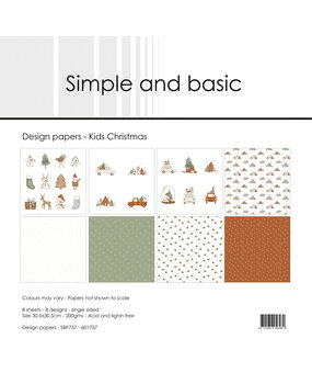 Simple and Basic Kids Christmas 12x12 Inch Paper Pack (SBP737)