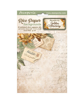 Stamperia Golden Harmony A6 Rice Paper Backgrounds (8pcs) (DFSAK6029)