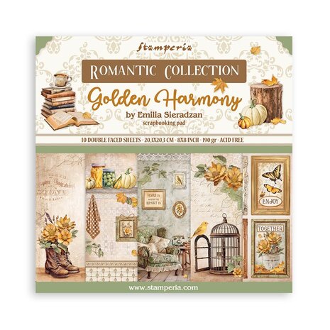 Stamperia Golden Harmony 8x8 Inch Paper Pack (SBBS114) Stamperia Golden Harmony 8x8 Inch Paper Pack (SBBS114)