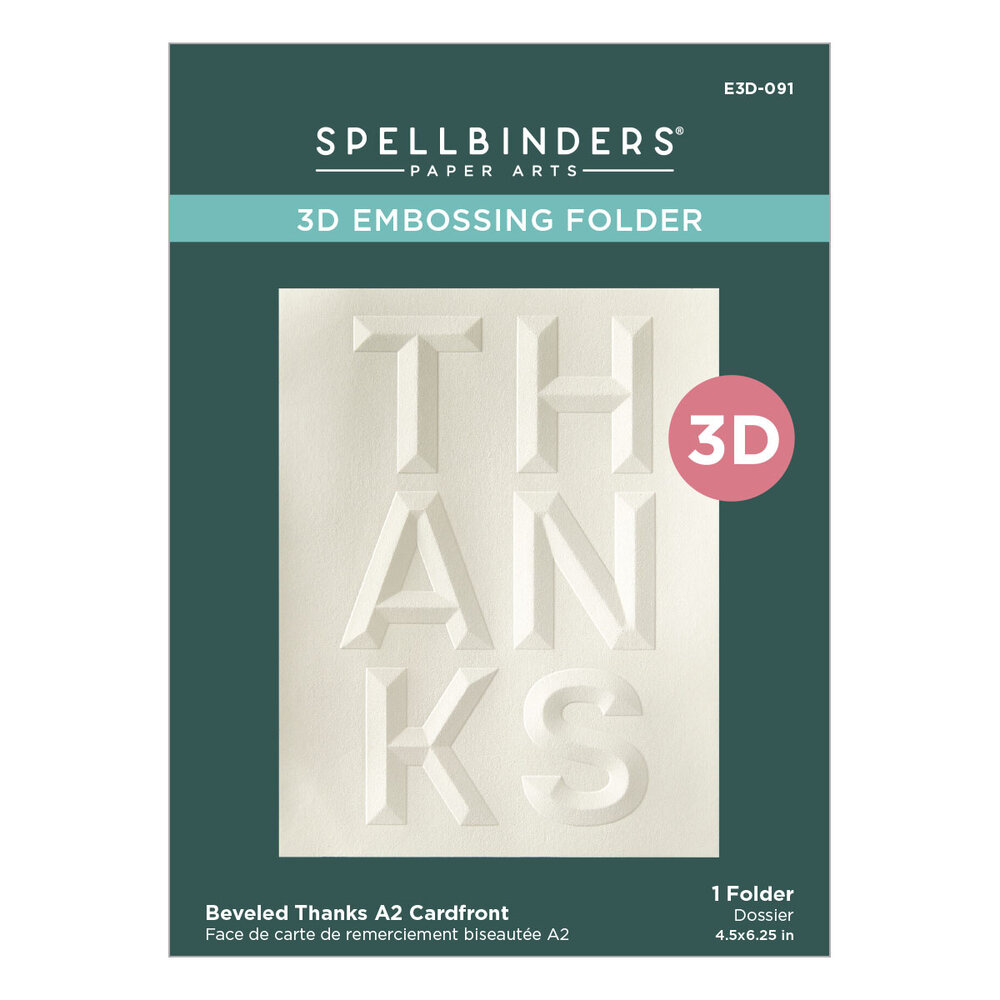 Spellbinders Beveled Thanks A2 Cardfront 3D Embossing Folder (E3D-091) Spellbinders Beveled Thanks A2 Cardfront 3D Embossing Folder (E3D-091)